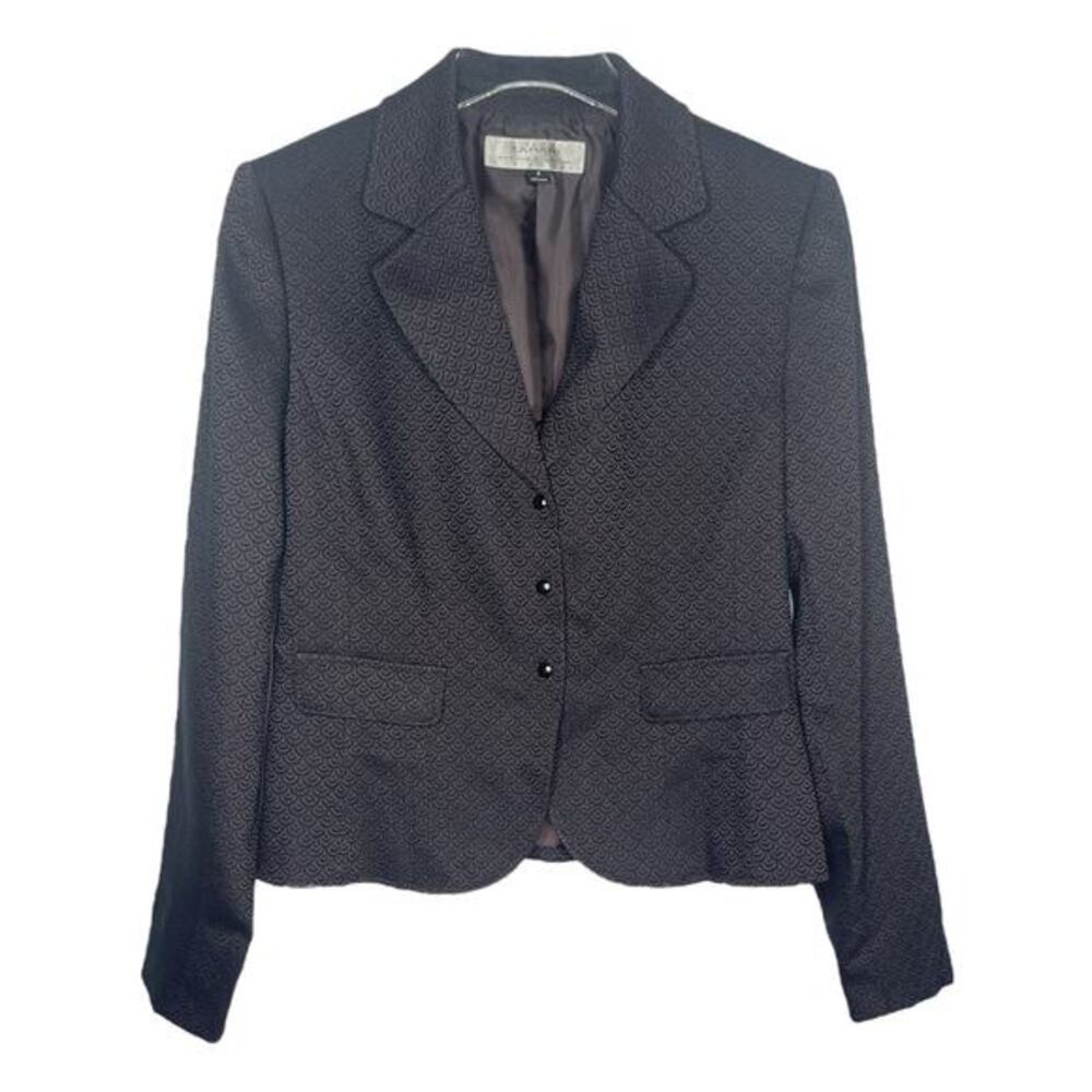 Tahari Arthur S. Levine‎ Womens Snap Button Blazer Jacket Size 6 Brown Black
